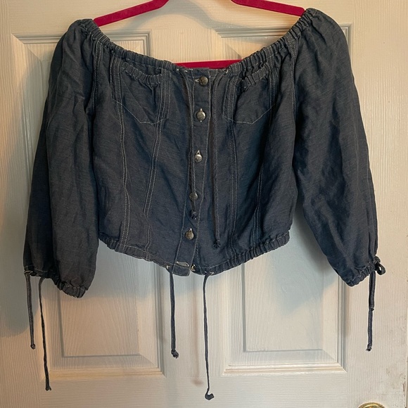 Jean Paul Guiltier off the shoulder denim crop top - Picture 12 of 14
